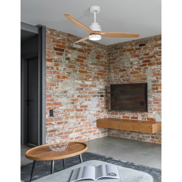 Nova Luce Nature - plafondventilator met licht en afstandsbediening- Ø 132 x 48 cm - 12W LED incl. - mat wit en lichtbruin