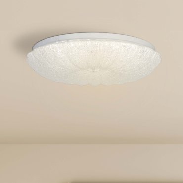 Searchlight Pandora - plafondverlichting - Ø 33 x 9 cm - 18W dimbare LED incl. - chroom en transparant