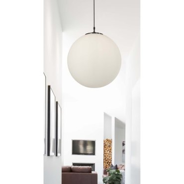 Searchlight Atom - hanglamp - Ø 40 x 120 cm - mat opaal en mat zwart