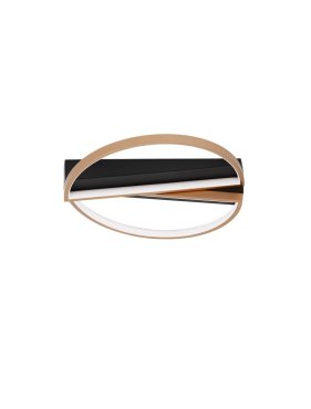 Nova Luce Elize - plafondlamp - 43,2 x 43,6 x 8 cm - 28W dimbare LED incl. - zwart en goud