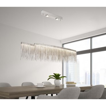 Searchlight Memphis - hanglamp - 114 x 14 x 138 cm - 35W + 2 x 4W LED incl. - satijn zilver