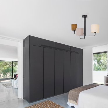 Nova Luce Bitonto - hanglamp - Ø 56,2 x 43 cm - zandzwart, grijs, bruin en ivoor