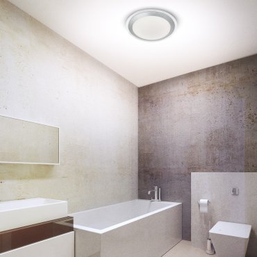 Searchlight Bathroom Flush - plafondlamp badkamer - Ø 33 x 7 cm - 12W dimbare LED incl. - IP44 - zilver