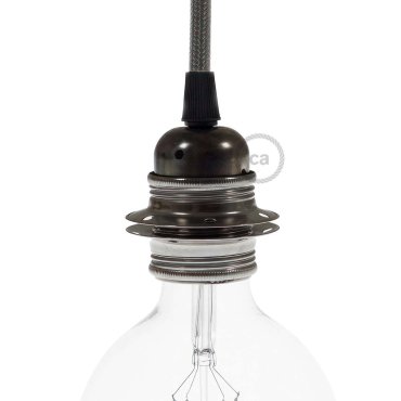Creative Cables - Metalen E27 Fitting voor lampenkap met 2 schroefringen - Ø6 x 5,5 cm - zwart