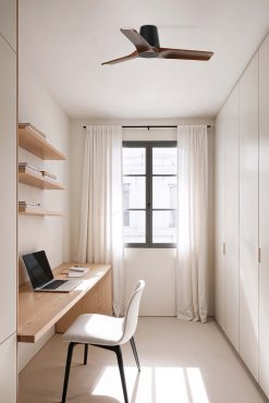 Faro Heywood Tub S - plafondventilator - Ø 90 cm - mat zwart en donker walnoot