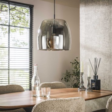 Vico Drift Glass - hanglamp - Ø 35 x 150 cm - rook grijs