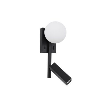 Nova Luce Joline - wandverlichting met schakelaar - 14 x 10 x 26 cm - 3W LED incl. - zand zwart en opaal wit
