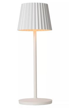 Lucide Justine - draadloze buiten tafellamp met laadstation - Ø 13,5 x 38 cm - 2W dimbare LED incl. - IP54 - wit