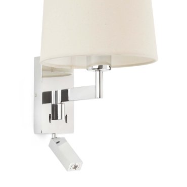 Faro Artis - wandverlichting met schakelaar - 21,5 x 19 x 16 cm - 1W LED incl. - beige en chroom