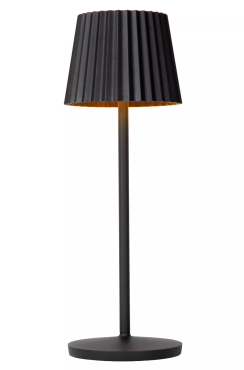 Lucide Justine - draadloze buiten tafellamp met laadstation - Ø 13,5 x 38 cm - 2W dimbare LED incl. - IP54 - zwart