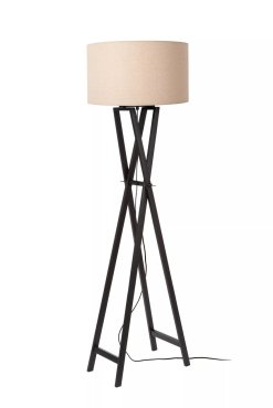 Lucide Trafalgar - vloerlamp - Ø 48 x 157 cm - beige en zwart