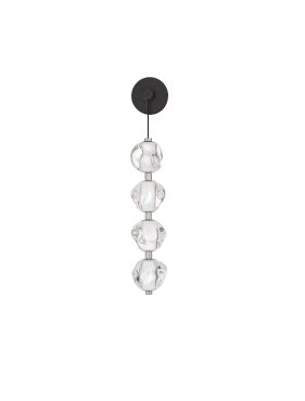 Nova Luce Ifos - wandlamp - Ø 12 x 67 x 13,5 cm - 17W dimbare LED incl. - zandzwart en chroomkleurig metaal