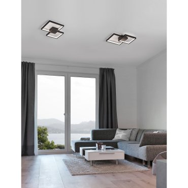 Nova Luce Porto - plafondverlichting - 32 x 32 x 6 cm - 19W LED incl. - zand zwart