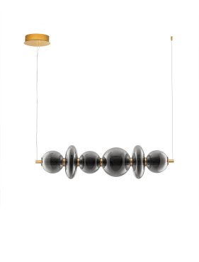 Nova Luce Navi - hanglamp - 111,3 x 200 x 22 cm - 29W LED incl. - messing goud en rookgrijs