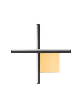 Nova Luce Cross - wandlamp - 30 x 30 x 4 cm - 10W LED incl. - geborsteld goud en zandzwart