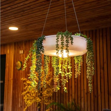 New Garden Elba 39 - oplaadbare hanglamp op afstandsbediening - Ø 39 x 10 cm - dimbare LED incl. - IP54 - wit