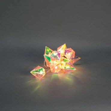 Konstsmide kerstverlichting - decoratieve lichtslinger met diamanten op batterijen - 165 cm - 10 LED-lampen incl. - muticolor