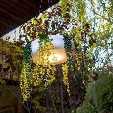 New Garden Elba 59 - oplaadbare hanglamp op afstandsbediening - Ø 59 x 15 cm - dimbare LED incl. - IP54 - wit