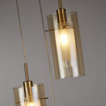 Searchlight Duo III - hanglamp - Ø 26 x 120 cm - brons en champagne