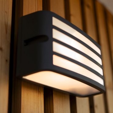 Lutec Zebra - buiten wandlamp - 22 x 11 x 9 cm - IP44 - donker grijs