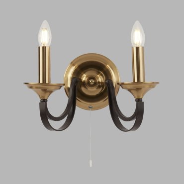 Searchlight Belfry - wandverlichting met trekschakelaar - 33 x 21 cm - donker brons