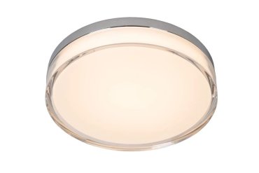 Lucide Plano - buiten plafondlamp - Ø 28 x 5,9 cm - 16W dimbare LED incl. - IP44 - opaal en chroom
