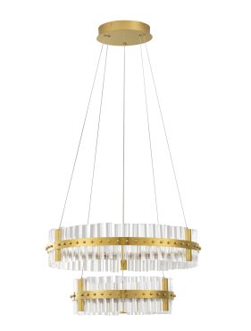 Nova Luce Kezo - hanglamp - Ø 60 x 140 cm - 67W dimbare LED incl. - goud