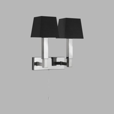 Searchlight Buckingham - wandverlichting met trekschakelaar - 23 x 21 cm - zwart