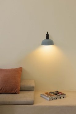 Faro Tatawin - wandlamp - Ø 18,4 x 15,5 cm - satijnzwart en glanzend grijsblauw