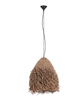 Nova Luce Hay - hanglamp - Ø 61 x 200 cm - natuurlijk zeegras en zwart