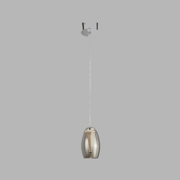 Searchlight Cyclone - hanglamp - Ø 11,5 x 120 cm - 6W LED incl. - chroom en gerookt glas