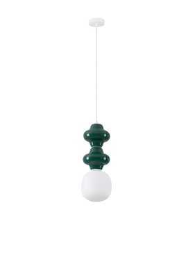 Nova Luce Clio - hanglamp - Ø 18 x 215 cm - jaspis, wit en opaalglas