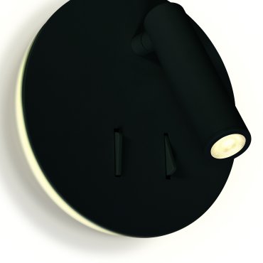 ONE Light Dark Light Cylinders - wandspot met schakelaar - Ø 14,8 x 3,2 cm - 3W + 5W LED incl. - zwart