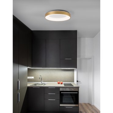 Nova Luce Rando Thin - plafondverlichting - Ø 60 x 9 cm - 50W dimbare LED incl. - geborsteld goud