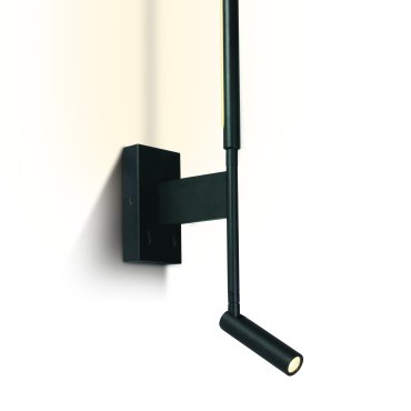 ONE Light Reading Spot - wandspot met schakelaar - 10 x 7 x 51,5 cm - 3W + 6W LED incl. - zwart