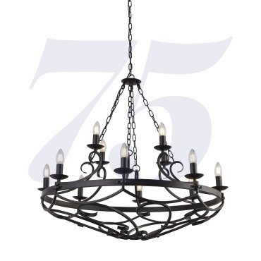Searchlight Cartwheel III - luster - Ø 89 x 132 cm - mat zwart