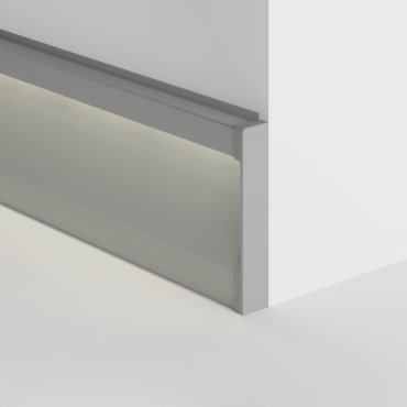 KLUS Olis - aluminium plint profiel - 1,4 x 8 cm - geanodiseerd zilver