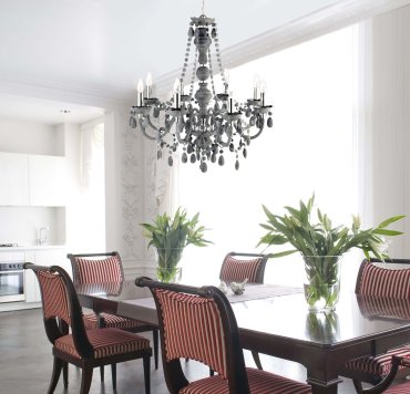 Searchlight Marie Therese - luster - Ø 74 x 150 cm - houtskool grijs