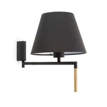 Faro Ron - wandverlichting met schakelaar - 22 x 37,5 x 21 cm - donkergrijs en zwart