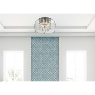 Searchlight Bathroom - plafondlamp badkamer - Ø 28 x 20 cm - IP44 - chroom