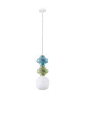 Nova Luce Clio - hanglamp - Ø 18 x 215 cm - groen, blauw, wit en opaalglas