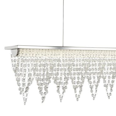Searchlight Drape - hanglamp - 65 x 12 x 115 cm - chroom en transparant