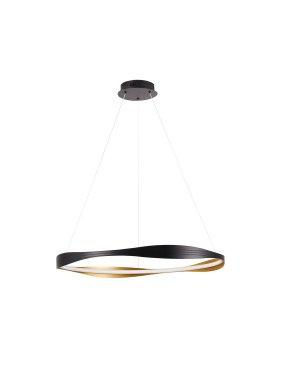 Nova Luce Dobi - hanglamp - Ø 80 x 120 cm - 40W dimbare LED incl. - zandzwart en goud