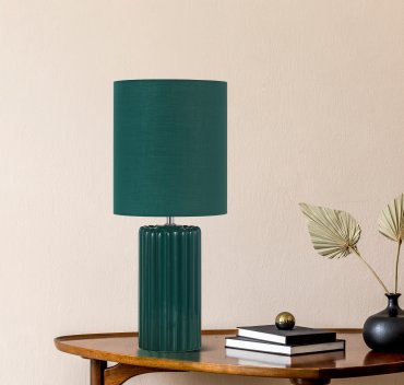 Searchlight Groove - tafellamp - Ø 22 x 51 cm - olijfgroen