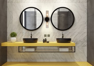 Searchlight Imperial - wandlamp - 10 x 37 cm - IP44 - mat zwart en transparant