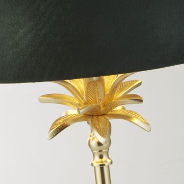 Searchlight Palm - tafellamp - Ø 40 x 65 cm - satijn messing en groen
