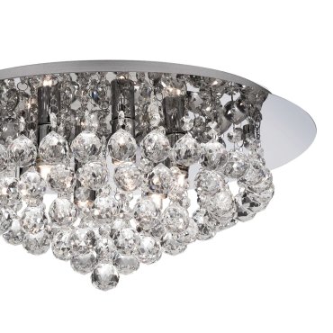 Searchlight Hanna - plafondverlichting - Ø 45 x 19,5 cm - chroom en transparant