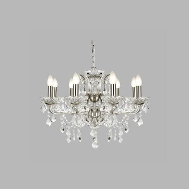 Searchlight Paris - luster - Ø 70 x 135 cm - satijn zilver