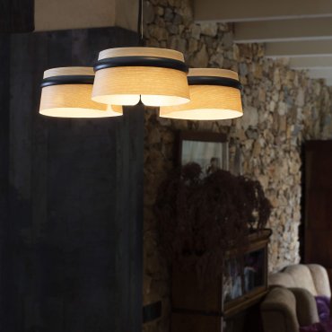 Faro Loop - hanglamp - Ø 52 x 9 cm - 3 x 6W LED incl. - lichtbruin