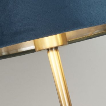 Searchlight Finn - tafellamp met usb-poort - Ø 28 x 54 cm - satijn nikkel, zilver en blauwgroen